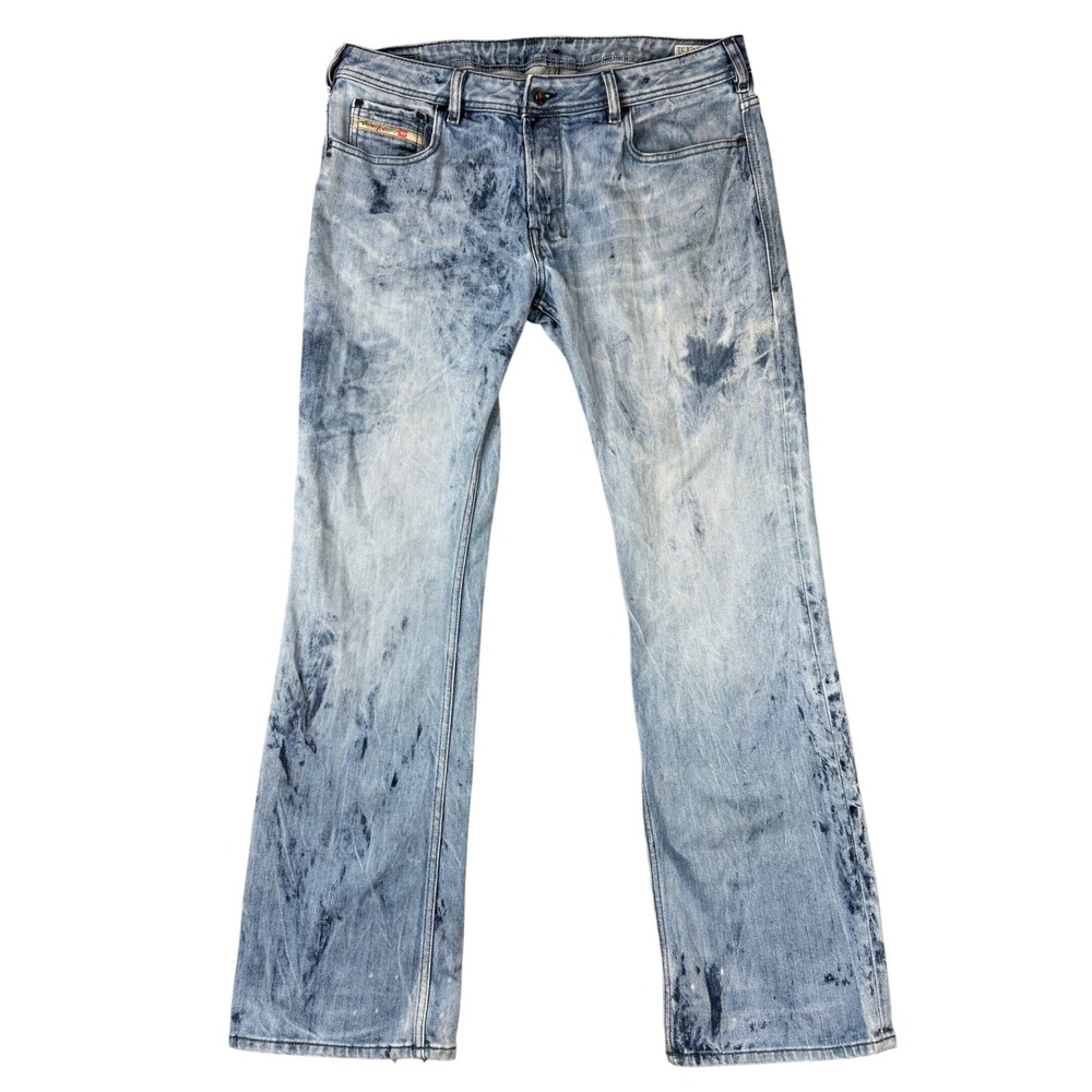 Diesel Zatiny 0072L Bootcut Jeans Mens 34x32 Made in Italy Acid Wash Blue Denim